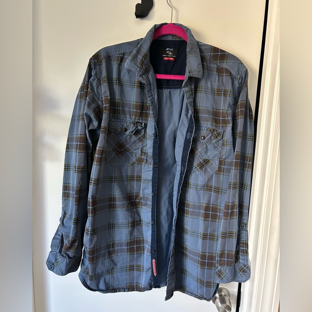 Zinc - navy plaid men’s  shirt- 100 % cotton- 2xl
